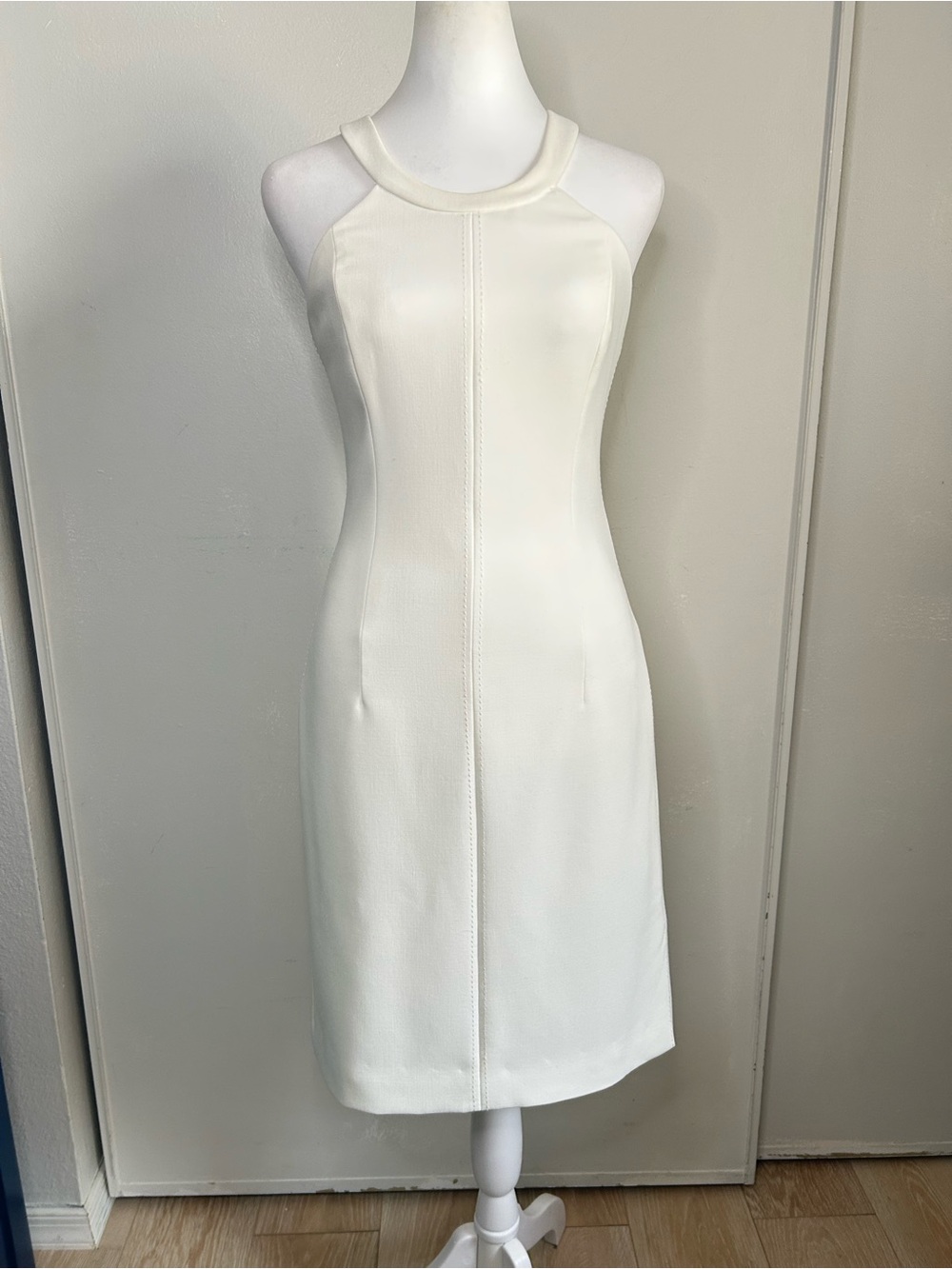 Elizabeth and James Light Ivory Sleeveless Midi Sheath Dress Brunch Cocktails
